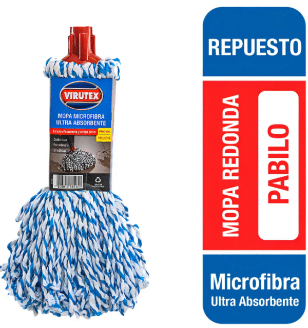 Mopa Redonda Microfibra Virutex Repuesto