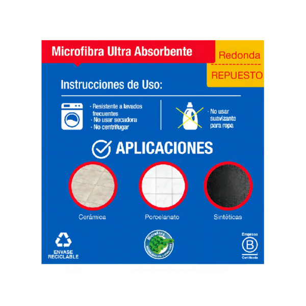 Mopa Redonda Microfibra Virutex Repuesto