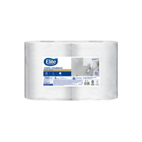 Papel Higiénico Elite Excellence Industrial Doble Hoja 6 Rollos 250 Mts