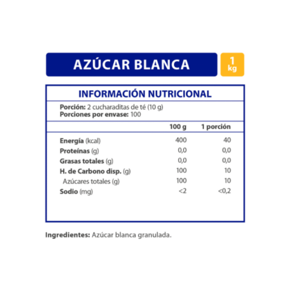 Azúcar Blanca Granulada Iansa Bolsa 1 kg